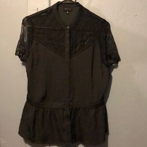 Whowhatwear Black lace dress shirt